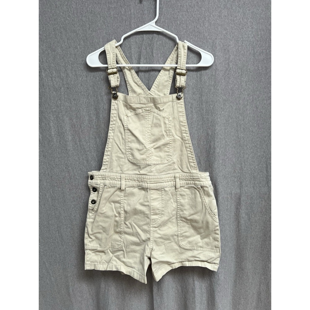 Prana Overalls Womens M Sand Sancho Shortalls Organic Cotton Stretch 4" Pockets